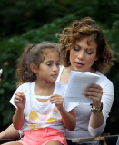 Tournage de "Shades of Blue". Jennifer Lopez et sa fille Emme. Sands