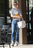 Exclusive... January Jones Stops By Starbucks In Los Angeles 