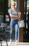 Exclusive... January Jones Stops By Starbucks In Los Angeles 
