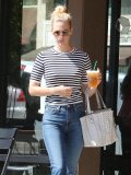 Exclusive... January Jones Stops By Starbucks In Los Angeles 