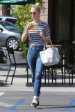 Exclusive... January Jones Stops By Starbucks In Los Angeles 