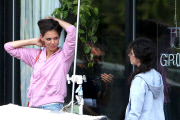 Katie Holmes heads to the Diner with Stefania Owen for "All We Had"