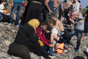 Syrian refugees land on the beaches of Lesvos island - Greece