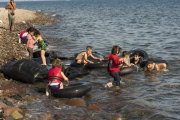 Syrian refugees land on the beaches of Lesvos island - Greece