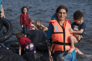 Syrian refugees land on the beaches of Lesvos island - Greece