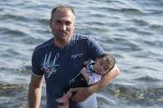 Syrian refugees land on the beaches of Lesvos island - Greece