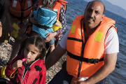 Syrian refugees land on the beaches of Lesvos island - Greece