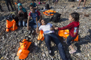 Syrian refugees land on the beaches of Lesvos island - Greece