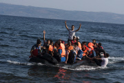 Syrian Refugees Land on the Beaches of Lesbos Island Greece