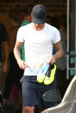 Hunky David Beckham makes a quick exit from his SoulCycle Class