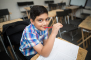 Ten-year-old Sami Akbar passes his GCSE maths exam, Oldham, Britain - 19 Aug 2015
