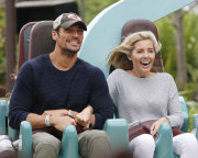 FAMEFLYNET - Exclusive: David Gandy And Mollie King Enjoy A Day At Thorpe Park Together
