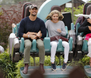 FAMEFLYNET - Exclusive: David Gandy And Mollie King Enjoy A Day At Thorpe Park Together