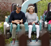 FAMEFLYNET - Exclusive: David Gandy And Mollie King Enjoy A Day At Thorpe Park Together