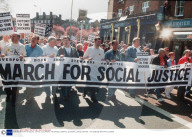 DEMONSTRATION FOR SOCIAL JUSTICE TO SUPPORT THE SACKED LIVERPOOL DOCKERS, LONDON, BRITAIN - 1997