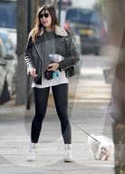 FAMEFLYNET - Exclusive: Daisy Lowe Takes Her Cute Dog Monty For A Walk In London