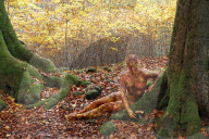 FEATURE - Gut getarnt: Nacktmodel im Herbstwald von Jürg Düsterwald