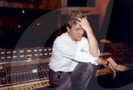 David Bowie in a recording session at Atlantic Studios in New York City for the soundtrack of the movie 'Labyrinth' in December, 1985. Arif Mardin was the producer.