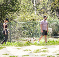 EXKLUSIV - Shia LaBeouf fŸhrt seine Bulldogge Brando Gassi