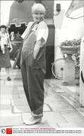 Fashion Women 1980 Model Mum To Be Moira Manday Wearing Dungarees Paul Howie Maternity Fashions.