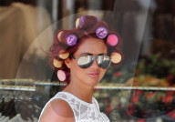 FAMEFLYNET - Exclusive: Amy Childs Seen Out And About With Rollers In Her Hair
