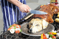 NEWS - PETA Demonstration: 'Vegan-Dog' gebraten am Trafalgar Square in London
