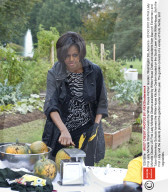 First Lady Michelle Obama harvests the White House Kitchen Garden, Washington DC, America - 20 Oct 2010