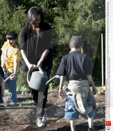 First Lady Michelle Obama Welcomes Local Schoolchildren to the White House to Help Her Plant Her Second Annual  Vegetable Garden on the South Lawn, Washington DC, America - 31 Mar 2010