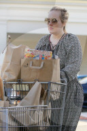 EXKLUSIV - Schwangere Adele schiebt den vollen Einkaufswaggen zum Auto