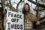 Anti-fracking protest, Sherwood Forest, UK - 07 Jan 2017