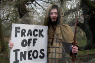 Anti-fracking protest, Sherwood Forest, UK - 07 Jan 2017