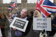 NEWS - London: Pro Brexit Kundgebung vor dem Parlament