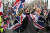 NEWS - London: Pro Brexit Kundgebung vor dem Parlament