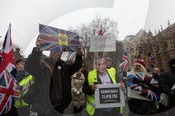 NEWS - London: Pro Brexit Kundgebung vor dem Parlament