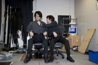 Hiroshi Ishiguro preparing his Geminoid HI2