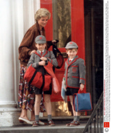 Prince William And Prince Harry Education (1st Day Back At School For The Start Of A New Term) 25th April 1990 Princess Diana Takes Her Sons Prince William And Prince Harry (with Their Bags And Their New School Uniforms ) Into Wetherby School In Nott