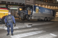 Truck driven into crowds on a street in central Stockholm, Sweden - 07 Apr 2017