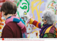 Lata 65 is a creative workshop teaching street art to senior citizens, Lisbon, Portugal, May 2015