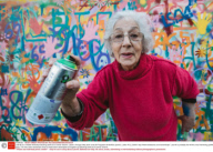 Lata 65 is a creative workshop teaching street art to senior citizens, Lisbon, Portugal, May 2015