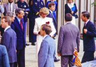 Princess Diana and Prince Charles tour the "Best of Britain" merchandise display at J.C. Penney