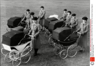 Nannies From Norland Training College In Uniform With Prams 1981.