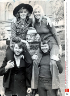 Pop Group Abba 1974 Eurovision Song Cotest. Pictured - The Swedish Pop Group Abba At Brighton. Rearl/r Frida (hat) Anna (blonde) Front Benny (beard) And Bjorn....popgroups