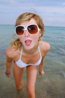 Portrait of a sexy young woman on the beach, in the sea, Ibiza 2006