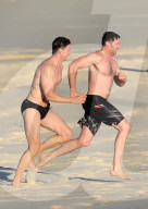 PEOPLE - Sportlich: Hugh Jackman mit seinem Trainer beim morgendlichen Workout
