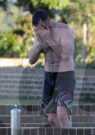 PEOPLE - Sportlich: Hugh Jackman mit seinem Trainer beim morgendlichen Workout