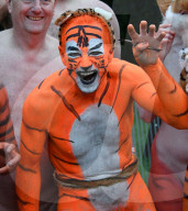 FEATURE - 'Streak for Tigers': Nackte Tiger für den London Zoo