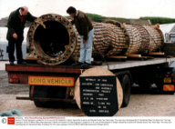 Section Of Iraqi Supergun Loaded On To A Lorry At Raf Sealand In Clwyd. Siezed By Customs At Teeside Docks Two Years Ago. The Harp Gun Developed By Dr Gerald Bull Was The Basis For The Iraqi 'supergun' Parts Of Which Were Manufactured In Britain An