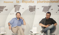 NEWS - Spanien überdenken: Podemos Parteichef Pablo Iglesias bei einer Podiumsdiskussion in Madrid