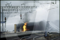 Beinahe gelöschter Brand nach Tankwagen-Explosion, Stein 1991