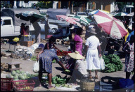 Lebensmittelmarkt in Pointre-A-Pitre, Guadeloupe 1985